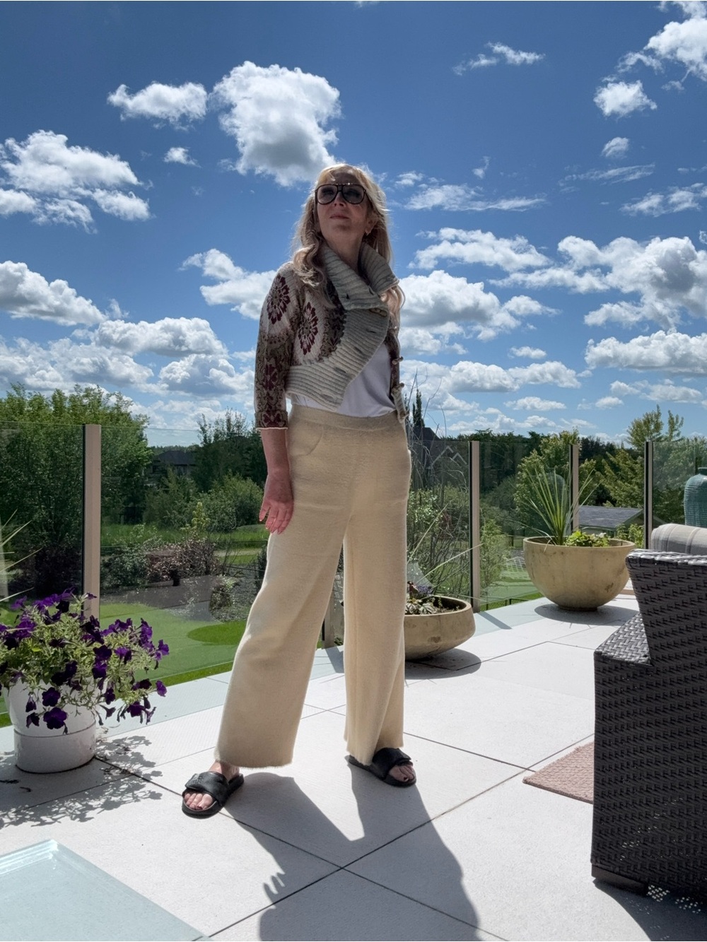 Molly Bracken Cream Wide-Leg Pants